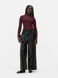 Rita Ora Faux Leather Wide Leg Pants