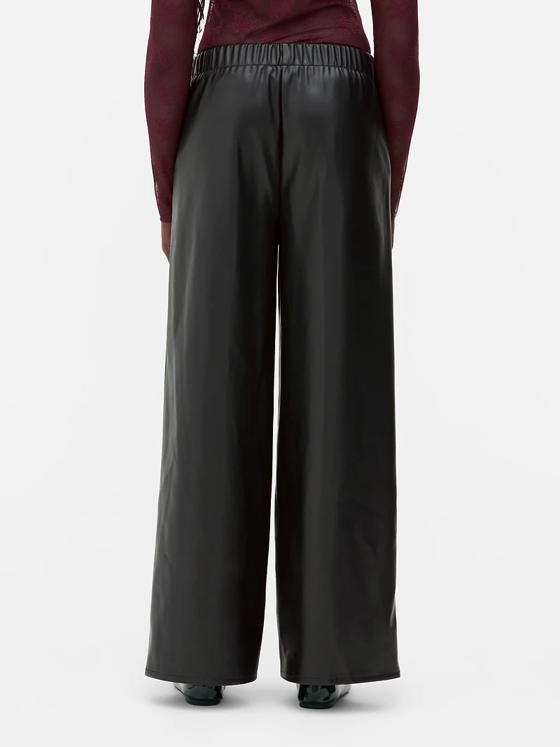Rita Ora Faux Leather Wide Leg Pants