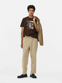 Men's Brown Car Wheel Graphic Short Sleeve T-Shirt