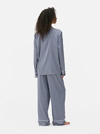 Women's Pewter Contrast Trim Boyfriend Pajama Set