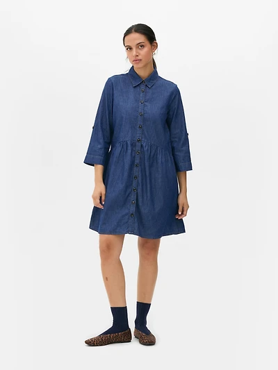 Chambray Mini Shirt Dress