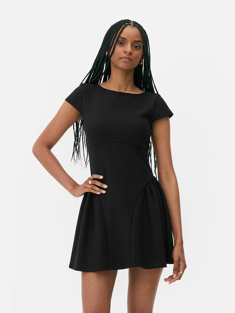 Crepe Peplum Mini Dress
