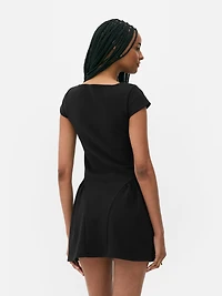 Crepe Peplum Mini Dress