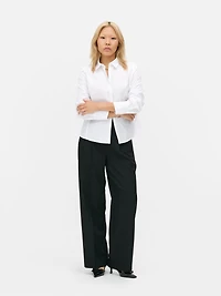 Women's White Cotton Blend Workwear Shirt