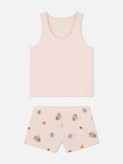 Women's Pink Cotton Vest Shorty Pajamas