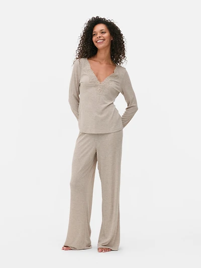 Lace V-Neck Pajama Top