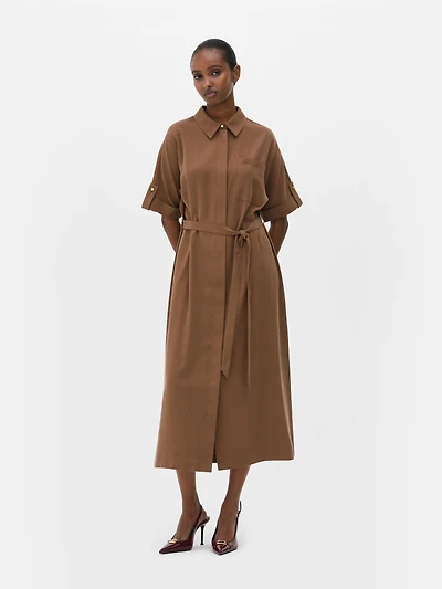 Belted Midi Shirt Dress