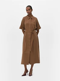 Belted Midi Shirt Dress