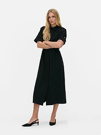 Belted Midi Shirt Dress