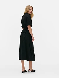 Belted Midi Shirt Dress