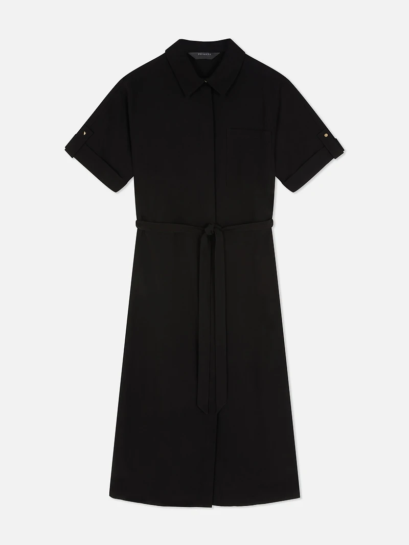 Belted Midi Shirt Dress