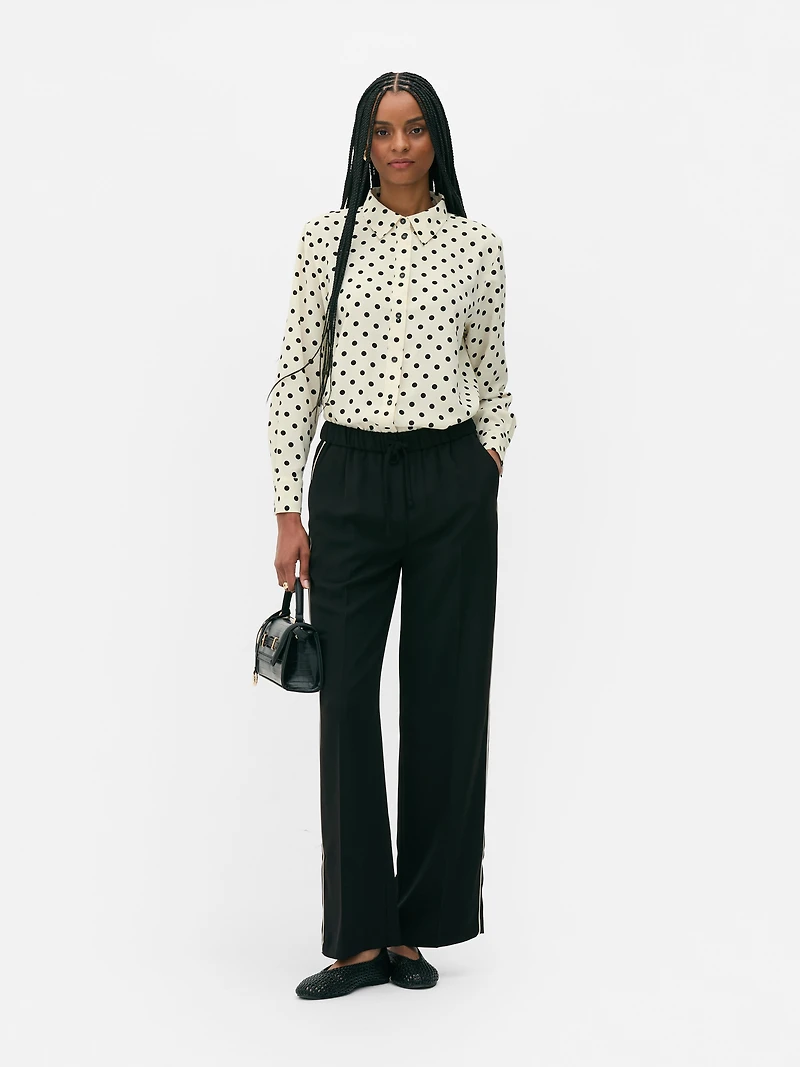 Crepe Curved Hem Shirt