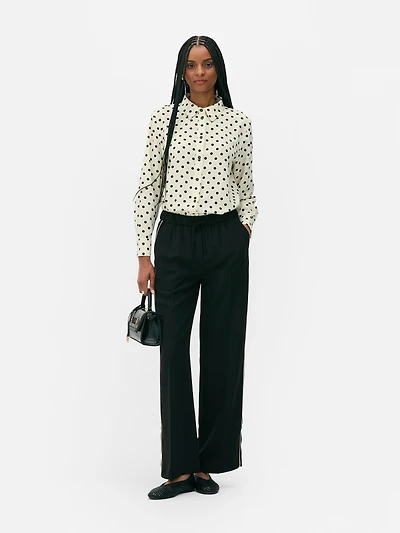 Crepe Curved Hem Shirt