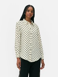 Crepe Curved Hem Shirt