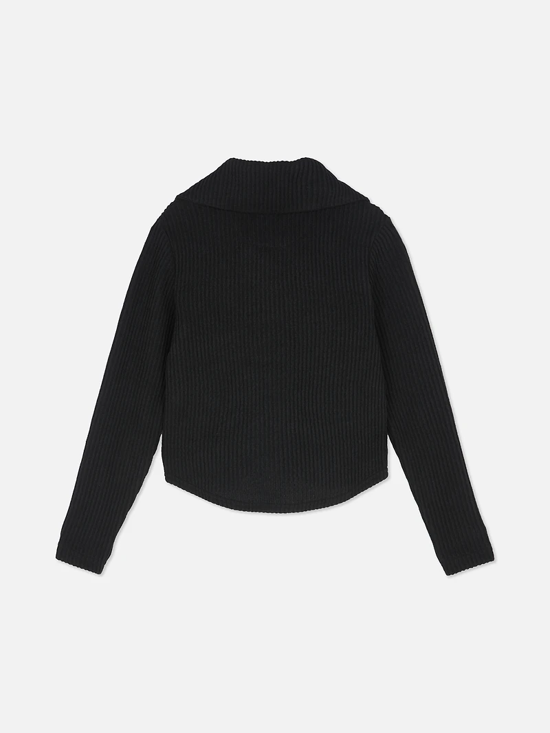7-15yrs | Ribbed Zip-Up Collared Sweatshirt