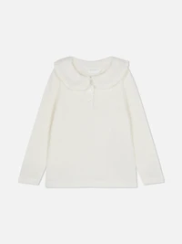 1.5-8yrs | The Edit Pointelle Collared Long Sleeve T-Shirt