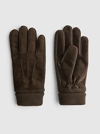 Suede Gloves With Knitted Wrists