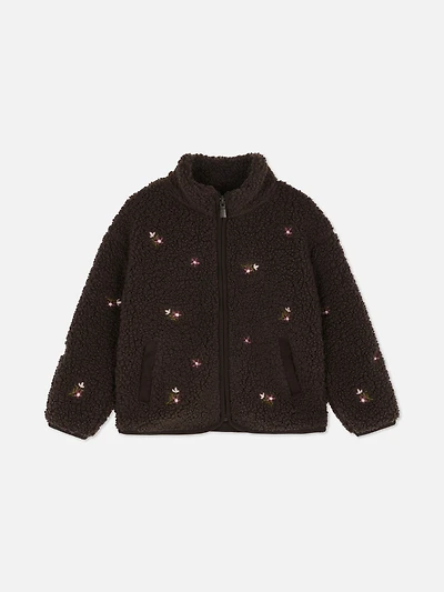 1.5-8yrs | Borg Embroidered Funnel Neck Sweatshirt