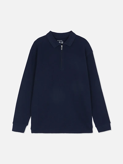 7-15yrs | Half-Zip Long Sleeve Polo Top