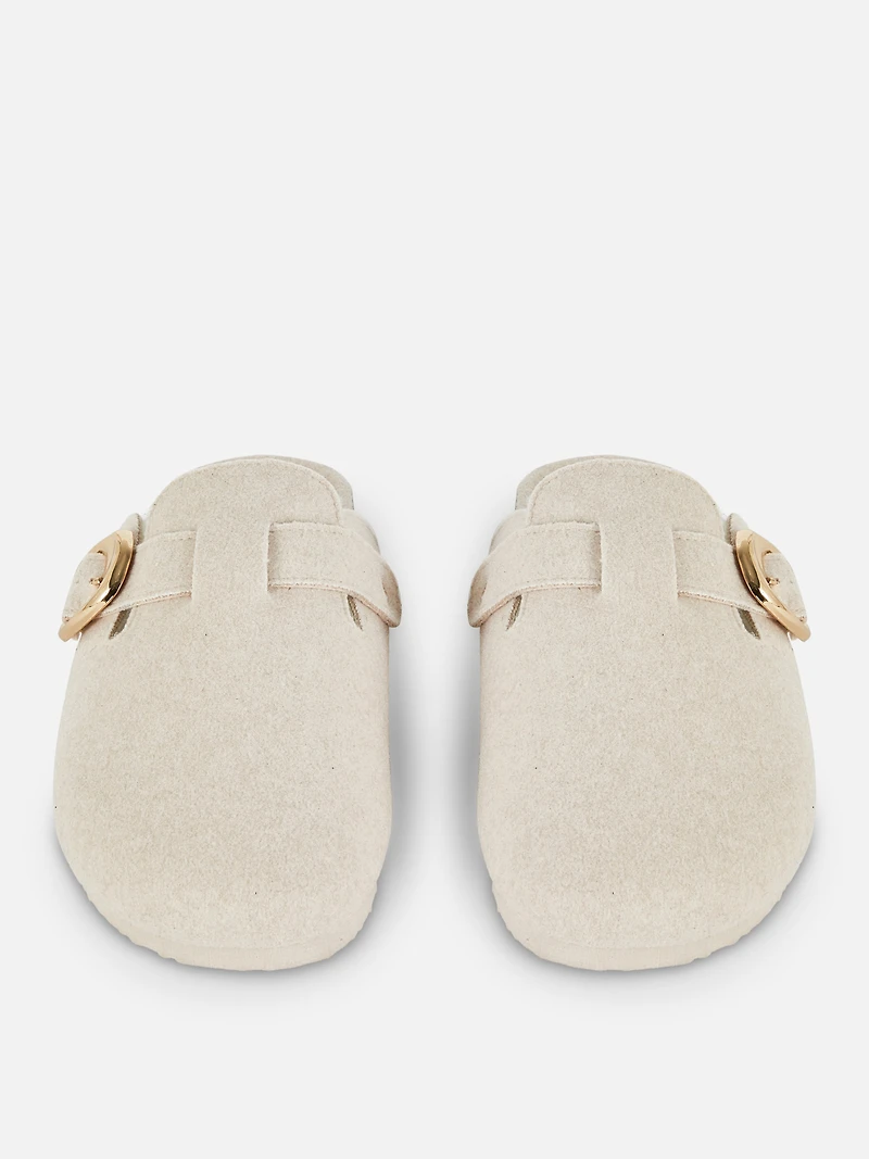 Felt-Lined Clog Mules