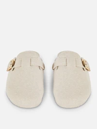 Felt-Lined Clog Mules