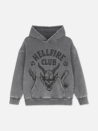 7-15yrs | Stranger Things Hellfire Club Acid Wash Hoodie