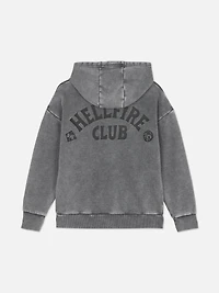 7-15yrs | Stranger Things Hellfire Club Acid Wash Hoodie