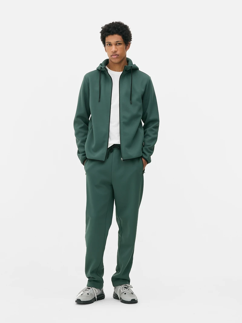 Men's Green Zip-Up Performance Hooded Sweatshirt
