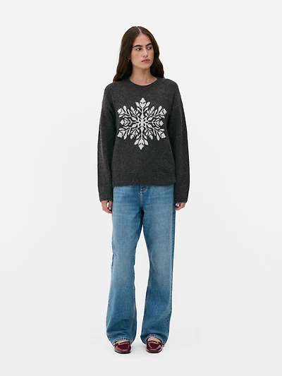 Knitted Snowflake Christmas Sweater