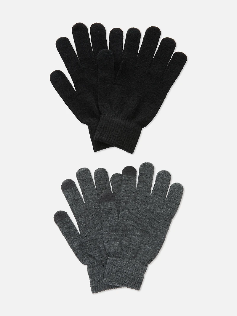 Men's Charcoal 2-Pack Touchscreen Gloves