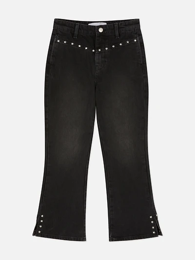 7-15yrs | Metallic Star Studded Flare Jeans