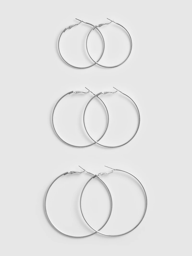 3pk Large Hoop Earrings