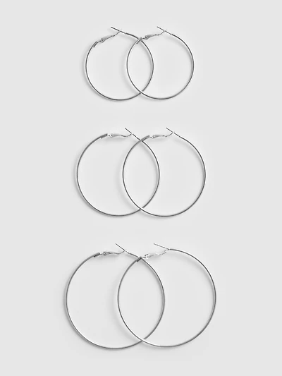 3pk Large Hoop Earrings