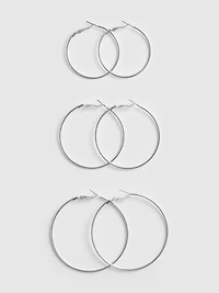 3pk Large Hoop Earrings