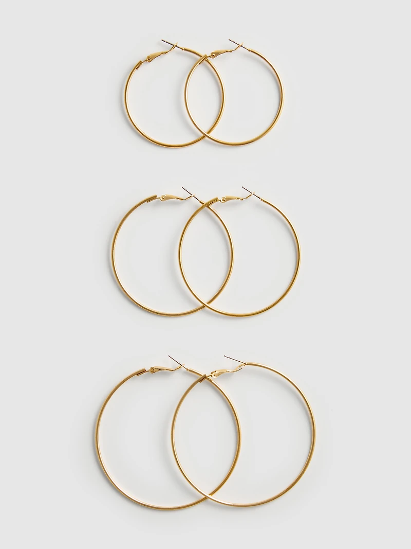 3pk Large Hoop Earrings