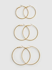 3pk Large Hoop Earrings