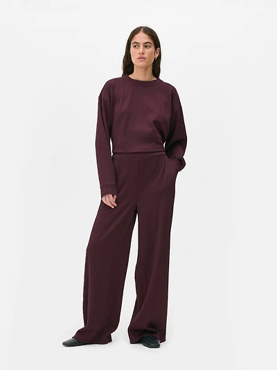 The Edit Ribbed Wide Leg Pants