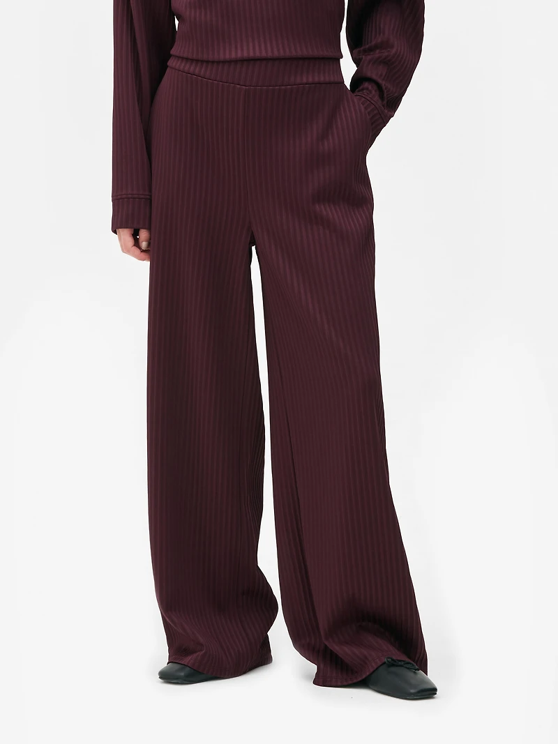 The Edit Ribbed Wide Leg Pants