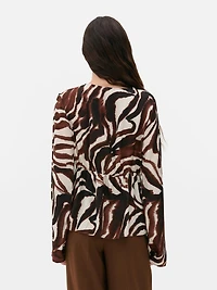 Zebra Tie Neck Blouse