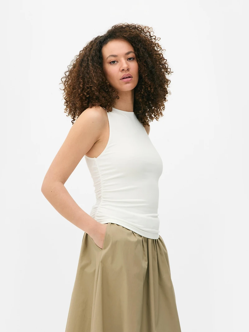 Sleeveless Ruched Side Top