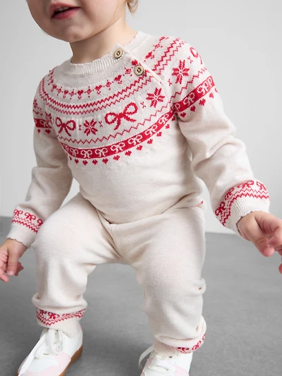 0-36mths | Fair Isle Sweater and Knit Leggings Set