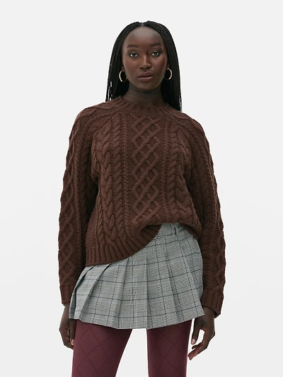 Rita Ora Oversized Cable Knit Sweater