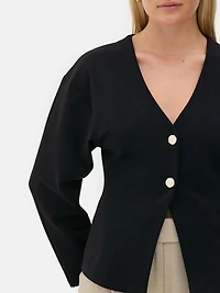 Structured Split Hem Cardigan