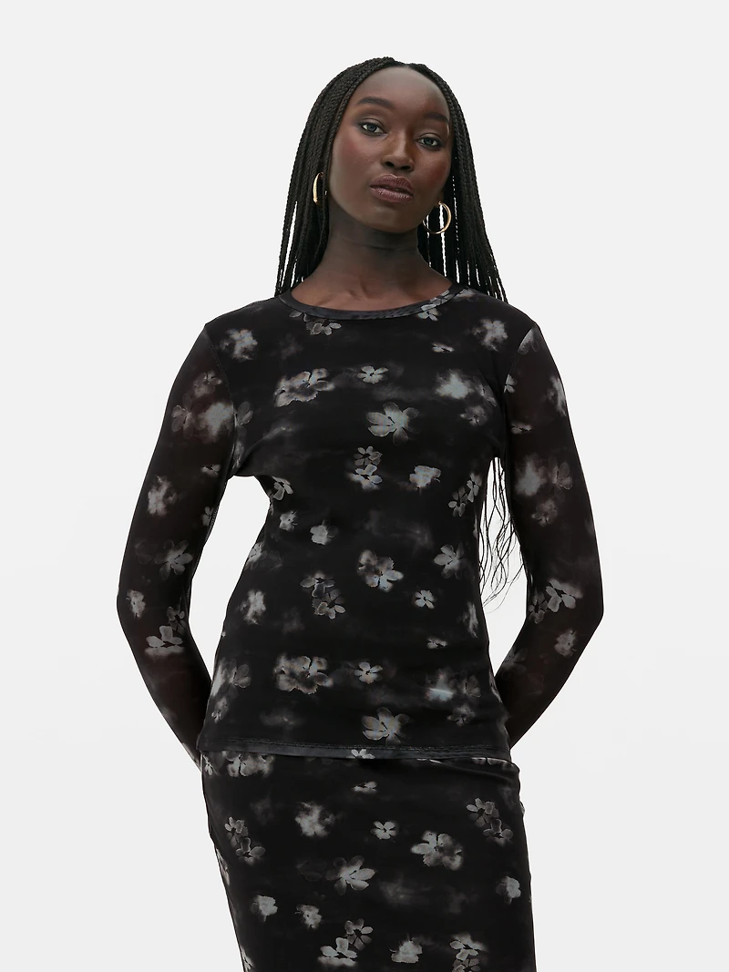 Rita Ora Mesh Floral Top