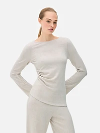 Scoop Neck Ruche Detail Top