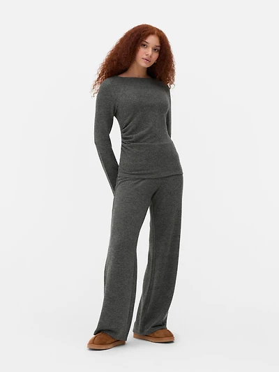 Scoop Neck Ruche Detail Top