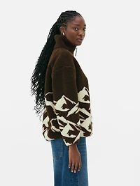 Printed Borg Half Zip Fleece