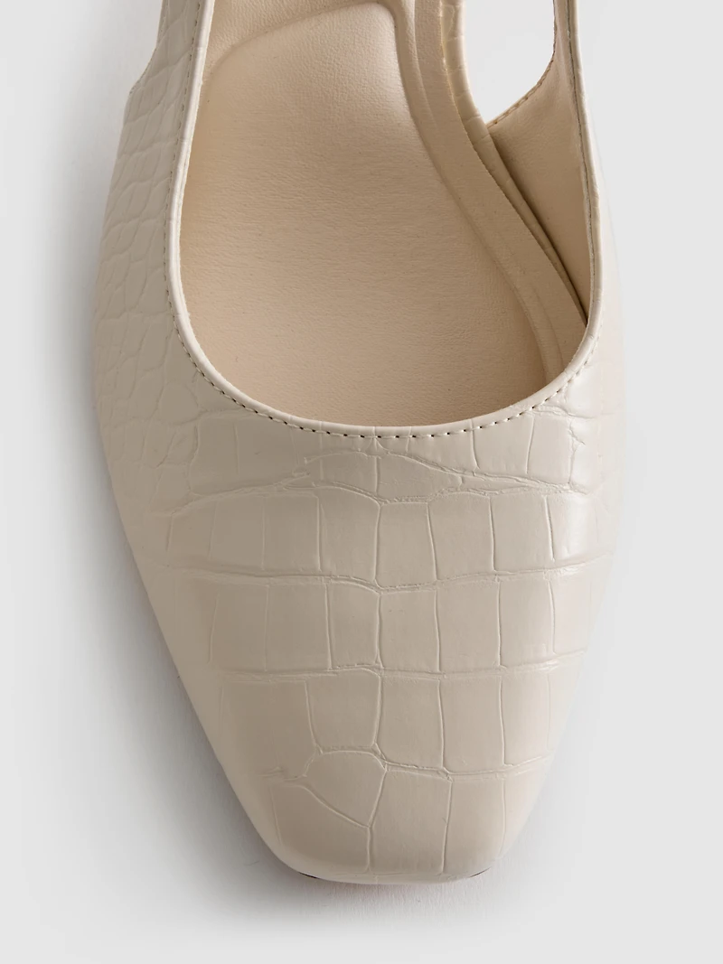 Wide Fit Faux Croc Sling Back Heels