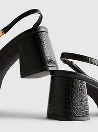Wide Fit Faux Croc Sling Back Heels