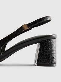 Wide Fit Faux Croc Sling Back Heels